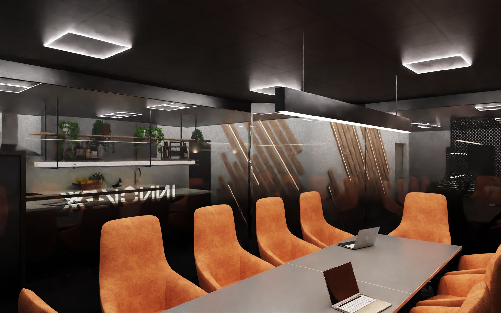 Commercial interior render: Innovex meeting room
