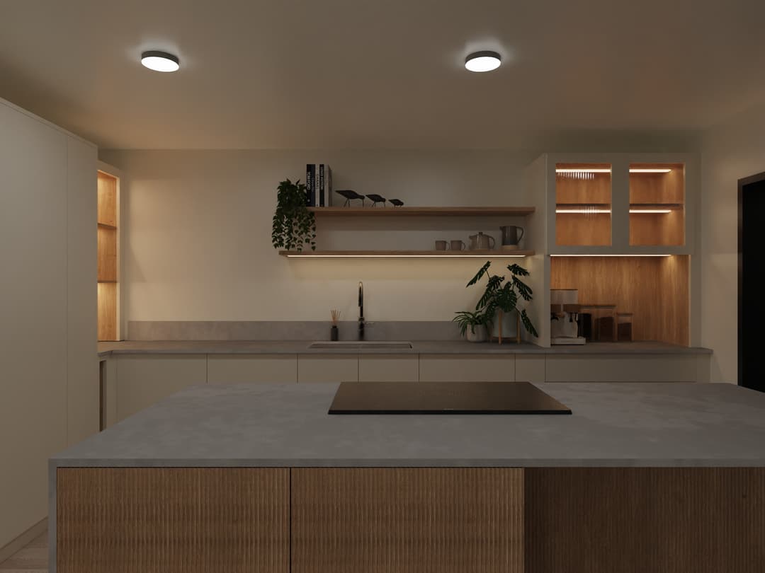 Kitchen render: bespoke cabinetry and worktop spec