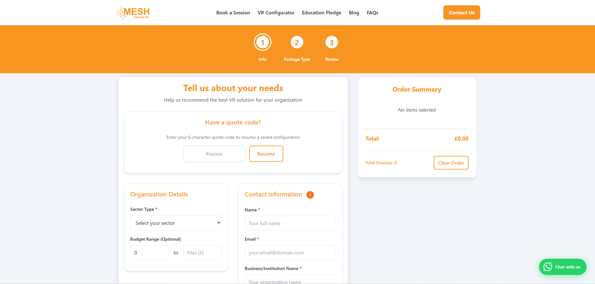 Mesh Training — VR configurator