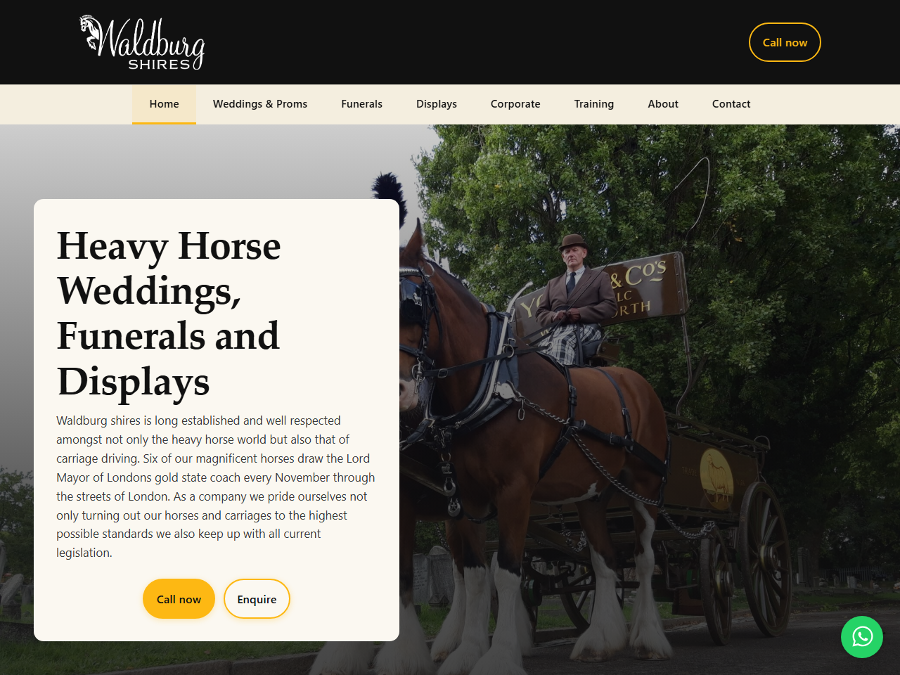 Waldburg Shires website homepage